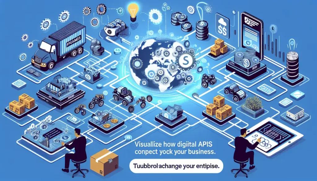 Ilustração de conexões digitais representando o poder das APIs para negócios