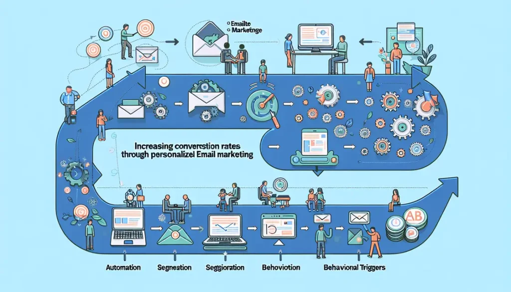 Imagem de email marketing com gráficos coloridos representando automação e personalização