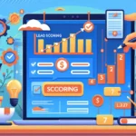 Imagem relacionada a pontuação de leads, com gráficos e tecnologia