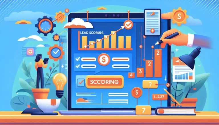Imagem relacionada a pontuação de leads, com gráficos e tecnologia
