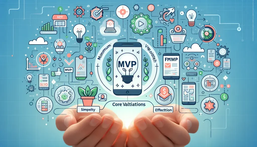 Imagem de um desenvolvedor trabalhando em um aplicativo, com um MVP em destaque