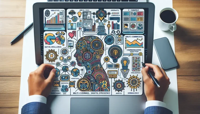 Imagem futurista de uma loja online com tendências e inovações de e-commerce para 2025